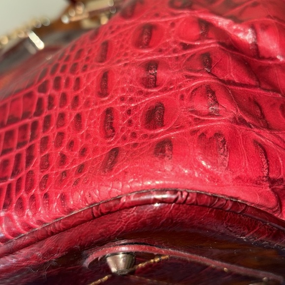 Marc Chantal Shoulder bag red croc pattern leather/Burg. Patent accents goldtone - Picture 15 of 17